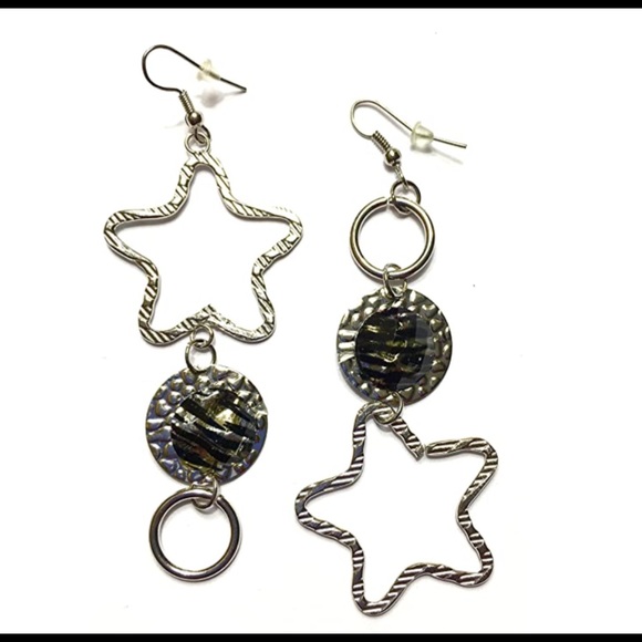 Mismatched Earrings Star Animal Print Silver Tone - Picture 1 of 1